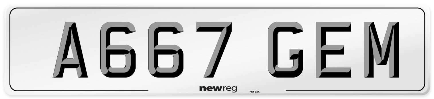 A667 GEM Number Plate from New Reg